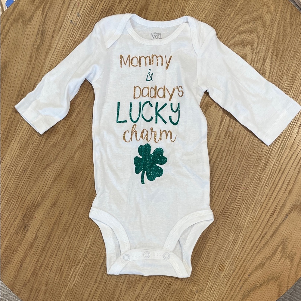 Carter's White Onesie with Gold and Green Accents